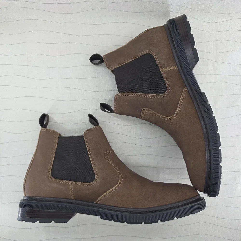 Clarks Mens Burchill Up Brown Leather Pull On Boots Shoes 261794027110 Size 12